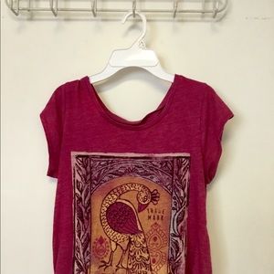 Cropped Raspberry Soft Graphic Bohemian Top